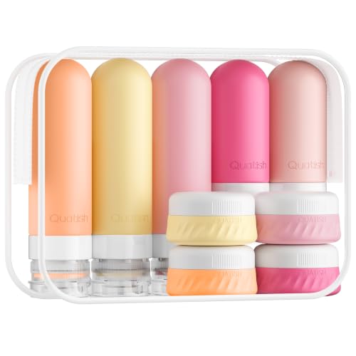 Quatish 15 Pack Travel Bottles for Toiletries, Original Patented, TSA Approved Travel Size Containers, Leak Proof Silicone Shampoo and Conditioner Bottles Women & Men, Airplane Essentials, Macaron - color: Macaron