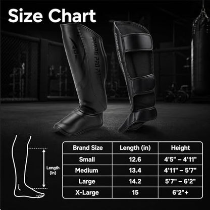 Upgraded Thickened Muay Thai Shin Guards with Instep | Enhanced Impact Protection, Kickboxing & MMA Leg Guards, Martial Arts Sparring Training, Durable for Men Women - size: Large