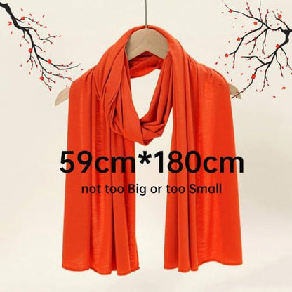 Muslin Hijab Scarf for Women Long Headscarves Solid Head Wraps Soft Pashminas Shawls - color: Orange Muslim Hijab Scarf