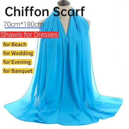 Harewom Chiffon Hijab for Women Sheer Shawl and Wraps for Wedding Bridal Scarves Summer Lightweight Sun-proof Scarf - color: Sky Blue Chiffon Hijab Shawls Scarves