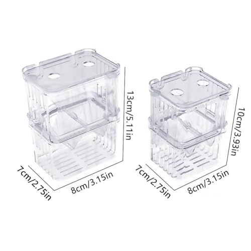 Generic Aquarium Fish Breeding Box, Acrylic Guppy Breeding Tank Hatchery Incubator, Transparent Isolation Box, 10*8*7cm/3.93*3.15*2.75inch - color: L