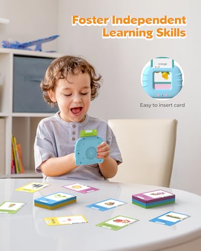 Airbition 510 Words, Talking Flash Cards for Toddler 1 2 3 4 Year Olds, Language Learning Toys, Pocket Speech Therapy Toys, Montessori Tools with 31 Themes, Children's Sensory Device - style: 510 Words English Blue