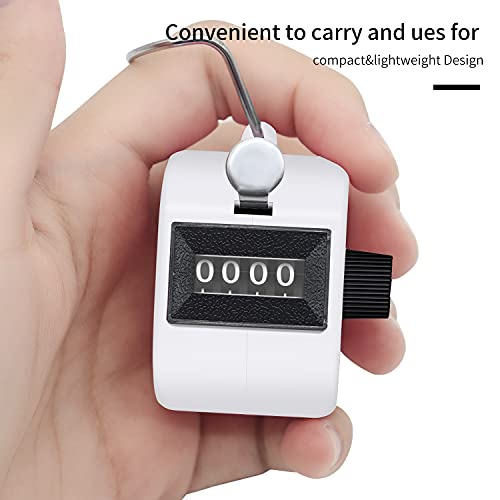 Eliamo 12 Pcs Hand Tally Counter 4-Digit Lap Counter Clicker, Manual Mechanical Handheld Pitch Click Counter with Finger Ring for School Golf & Knitting Row Croche - color: White