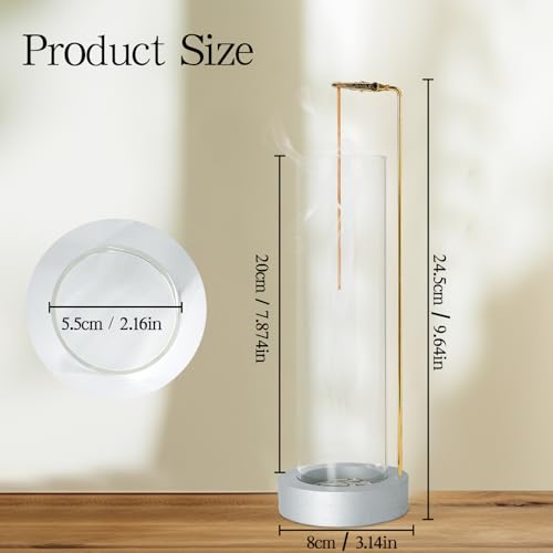 Incense Holder for Sticks, Anti-Ash Flying Incense Burner with 30 Incense Sticks, Detachable Glass Ash Catcher - color: Sliver