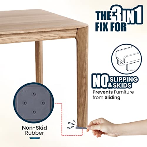 Stable the Table-Furniture Leveler, Non-Slip Stabilizer & Floor Protector | 24 Pack Charcoal Round, stackable rubber pads, simple 3-in-1 fix, levels wobbly furniture, stops sliding, protects floors - color: Charcoal Round