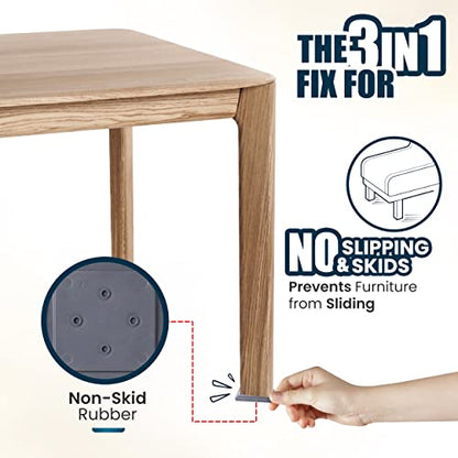 Stable the Table-Furniture Leveler, Non-Slip Stabilizer & Floor Protector | 24 Pack Charcoal Round, stackable rubber pads, simple 3-in-1 fix, levels wobbly furniture, stops sliding, protects floors - color: Charcoal Round