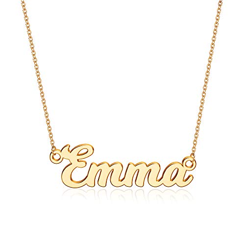 Ursteel Custom Name Necklace Personalized, 14K Gold Plated Personalized Name Necklace Dainty Name Plate Necklace Jewelry Personalized Gifts for Women - style: Emma