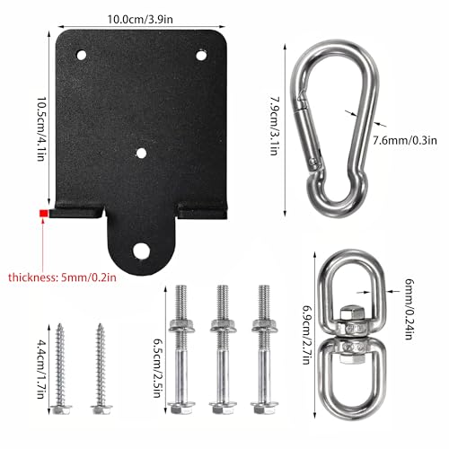 Heavy-Duty Punching Bag Hanger - 360° Swivel Mount Bracket for Boxing, Muay Thai, Yoga Swings & Hammocks - Universal Ceiling/Wall/Beam Mount - Includes Carabiner & Swivel Hook