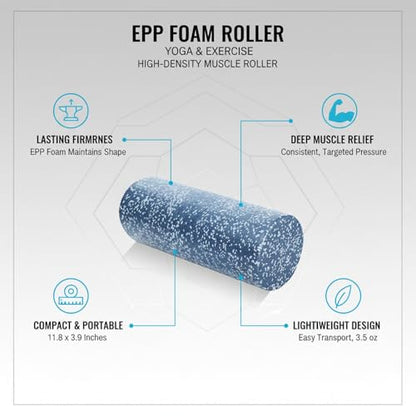 High-Density EPP Foam Roller for Exercise, Yoga & Fitness - 11.8 x 3.9 Inch Solid Core