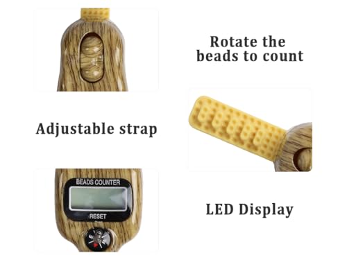 Digital Beads Counter, 3 Pieces Digital Tasbih Tally Counters, Resettable Finger Counter, Digital-Counter with Compass,Electronic Rotating Prayer Beads Counters,for Meditation,Muslim Prayer