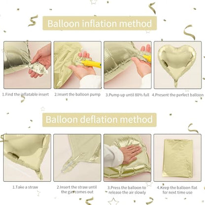 Light Gold Heart Balloons, 10PCS Love Foil for Wedding Bridal Shower Party - color: Light Gold