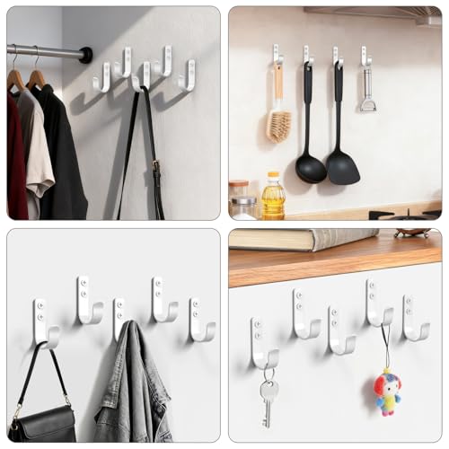 15-Pack White Metal Wall Mount Hooks for Hanging Coats & Towels | Screw-in Single Hooks for Clothing, Robe, Bathroom, Entryway, Garage - color: 15PCS Wide White hook
