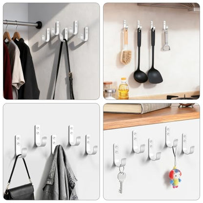 15-Pack White Metal Wall Mount Hooks for Hanging Coats & Towels | Screw-in Single Hooks for Clothing, Robe, Bathroom, Entryway, Garage - color: 15PCS Wide White hook