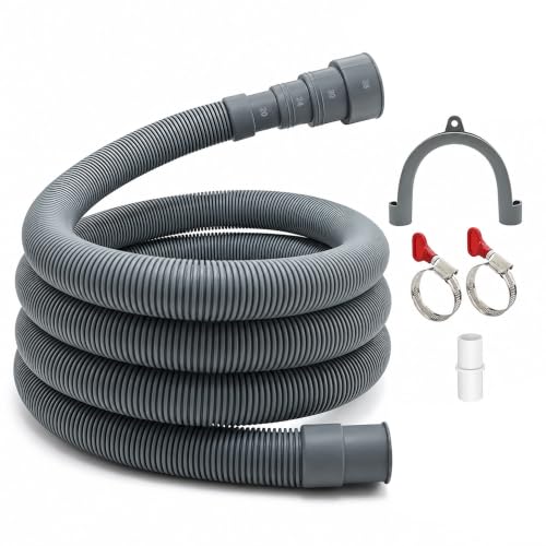 TTFLEX 6 FT Washing Machine Drain Hose, Washer Drain Hose Extension Kit | Trimmable End：0.8", 0.9", 1.2", 1.5" ID, with Hose Holder, for Washing Machine Outlet Box, Kink-Resistant, All-In-One Kit - color: End 1: 0.8",0.9",1.2",1.5"ID;End 2: 0.8"ID, size:
