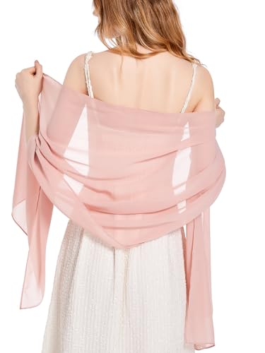 Shawls and Wraps Soft Chiffon Scarve Scarf For Evening Party Dresses Wedding Stole - color: Blush
