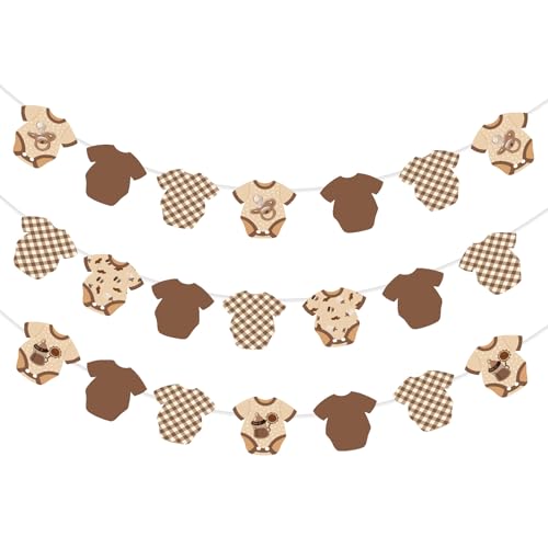 3pcs Coffee Baby Shower Bodysuit Banners A Baby is Brewing Baby Shower Decorations Coffee Gender Reveal Theme Party Supplies - color: A Baby is Brewing Baby Shower