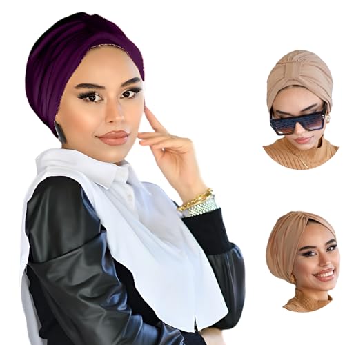 Para Life Turban With Band - Women's Hijab & Hair Wraps - Instant Hijab Cap - color: Plum