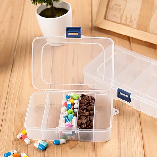 2 Pack Transparent Plastic Bead Organizers (5 Grids),Craft Organizers and Storage Beads Organizer, Art DIY, Crafts Jewelry Storage, Fishing Tackles, Size 5.51 x 3.54 x 1.38 in - size: 5 Grids