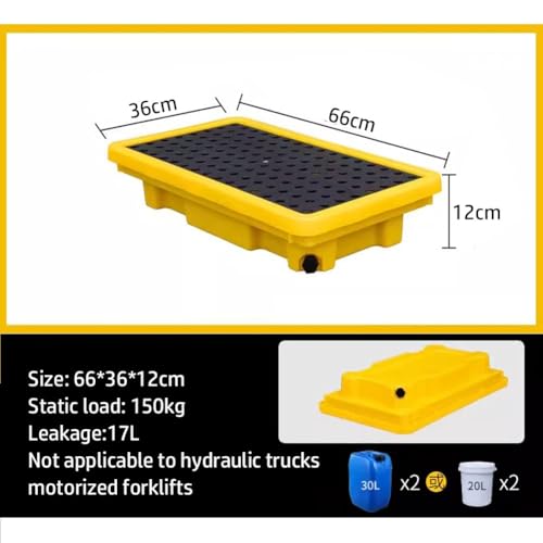 Modular Leak Platform/Grid Pads.Modular Spill Containment Tray - Heavy-Duty Oil Drum Holding Platform, Leak-Proof Pallets for Safe Spill Control and Hazardous Waste Management，（Yellow，66 * 36* - size: 66*36*12cm