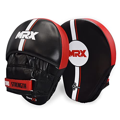 MRX Gel Tech Boxing Hook & Jab Pads MMA Focus Punching Mitts Training Thai Kick Strike Shield Curved Black/White - color: Black/Red