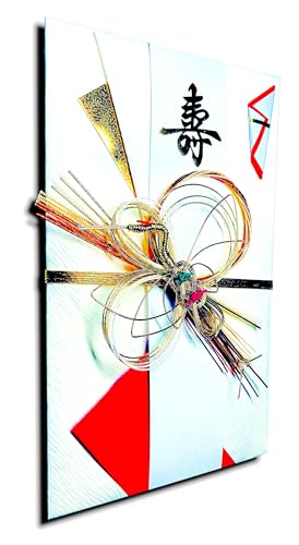 KUDOS.JP Japanese Traditional Money Envelope for Wedding - Japanese Washi Crane Mizuhiki, Gold and Red Design