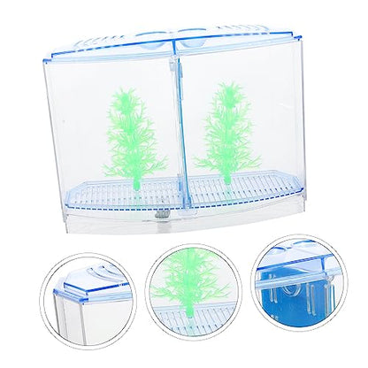 KOMBIUDA Acrylic Fish Tank Breeding Box for Small Fish with Transparent Dual Compartments Desktop Aquarium Nursery for Goldfish Shrimp and Fry Practical Accessory