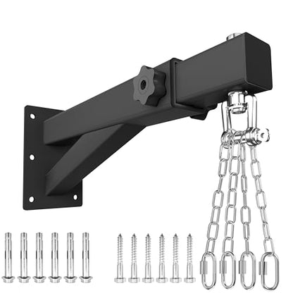VivaZen Adjustable Heavy Duty Bag Hanger,Wall Mount Punching Bag Hanger,Thickened Steel Plate and Stainless Steel kit for Home Gym Indoor Outdoor (Supports up to 900Ib) - style: Heavy bag hanger with long chain