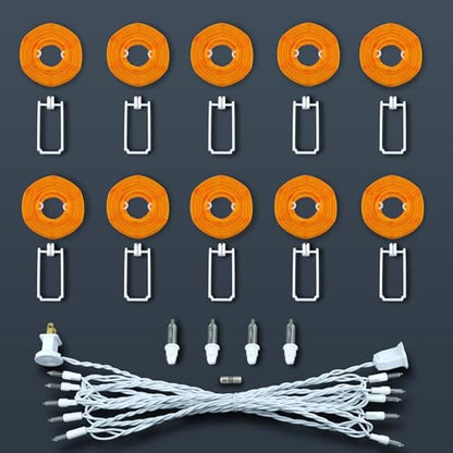 HOSY 10-Pack Orange 3-in Lanterns, 11 ft White Wire Plug-in UL String Light | Self-assembly Required, Nylon Fabric, 3-in Diameter, 12-in Spacing, End-to-end Connectable, UL Certified - color: Orange