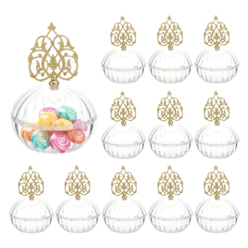 12PCS Candy Boxes with Lid Candy Containers for Ramadan Eid Mubarak Islamic Party Decor Treat Boxes Wedding Favor Boxes Decorating Ornament Container Storage Container Candy Jars for Party - color: clear A