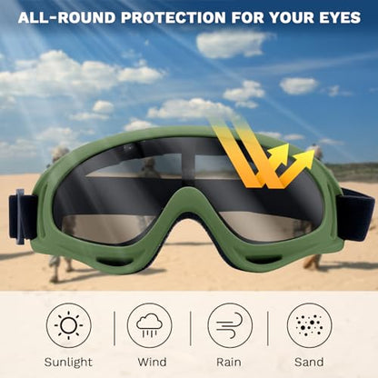 Airsoft Mask with Goggles, Foldable Half Face Airsoft Mesh Mask with Ear Protection for Paintball Shooting Cosplay CS Game - color: 3pcs-ACU+green, size: 3pcs