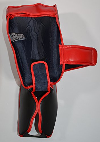 Deluxe Muay Thai Pro-Style Shin Instep for Muay Thai, MMA, Kickboxing, Stand up - color: Red, size: Large