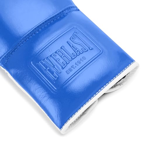 Everlast Powerlock OG Pro Boxing Gloves | Lace Up Fight Gloves - color: Blue/White, size: 10oz X-Large