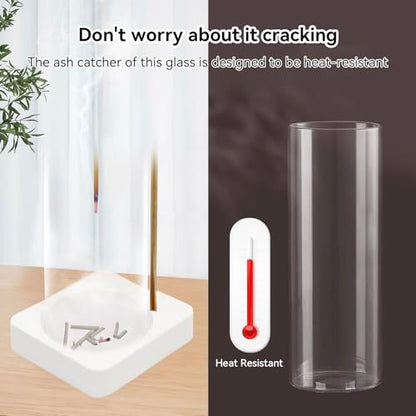 1 Pack Incense Holder for Sticks, Insence-Stick Holder Ash Catcher with Removable Glass [Anti-Ash Flying], Mess-Free Incense Burner Holder,Perfect for Meditation Yoga Relaxation,Home Decor(White Base) - size: Upside Down White