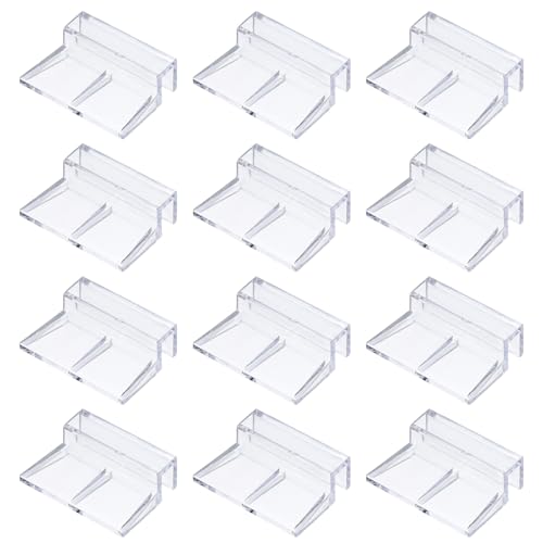 12 Pcs Aquarium Lid Clips, 8 mm Acrylic Aquarium Cover Bracket Fish Tank Lid Older Fish Tank Clip Transparent Durable Easy to Clean, Intended for Rimless Aquariums Top Cover - size: 8 mm