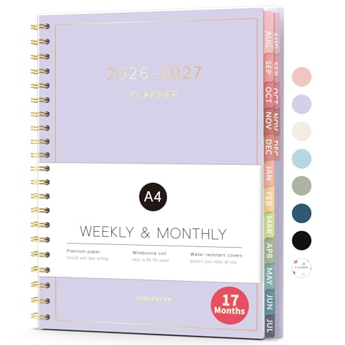 Aug 2026 - Dec 2027 Planner, Forvencer 17 Month Academic Planner 2026-2027, 8.5" x 11", Calendar Planner Weekly and Monthly, Daily Agenda Book, College School Supplies for Student Teacher, A4, Purple - color: Purple, size: 8.5" x 11"