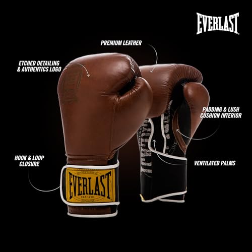 Everlast 1910 Boxing Gloves | Advanced Gloves for Men and Women | Hook and Loop with Triple-Layer Foam & Wrist Support for Injury Prevention | Heavy Bag & Speedbag Training - size: 12 oz