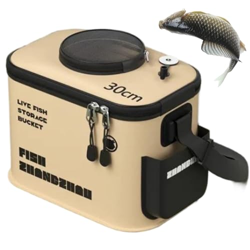 Bait Bucket, Fishing Bucket, 12L Foldable Thickened Live Bait with Aeration Hole, EVA Portable Fish Transport Container for Outdoor