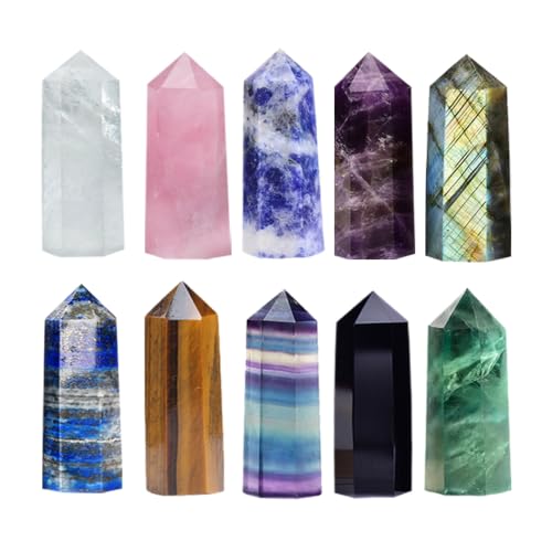 10 Pack Natural Crystal Point Wand 4-5cm Healing Stone Set Polished Obelisk - color: Amethyst Point 4-5cm 10pc