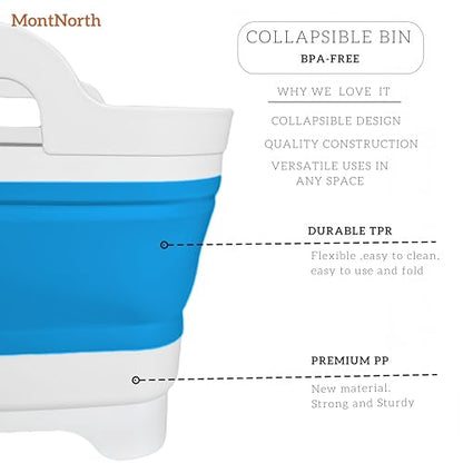 Collapsible Wash Basin 9L, Foldable Dish Tub with Drain Plug, Portable Collapsible Dish Basin, Camping Sink for Washing Dishes, Laundry & Kitchen Use (Blue) - color: Blue - Set of 1