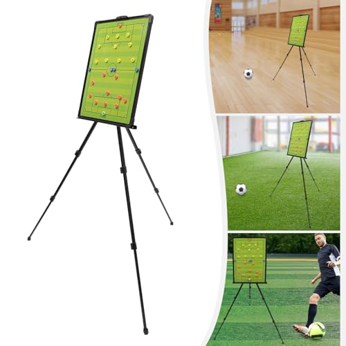 Professional Soccer Football Tactical Coaching Board, Portable Tactical Display Board with Triangle Bracket Stand, Player Markers, Backpack for Instruction of Soccer Training/Match Setup Tactics