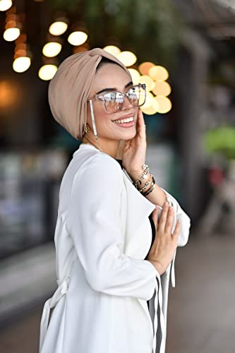 para life Knot Turbans for Women, Breathable Instant Turban|Standard Size Cotton|Pre-tied Scarf, Hijab Cap&Undercap - color: Caramel