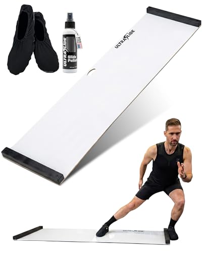 6ft & 5ft Slide Board for Exercise - Solid One-Piece Hockey Slide Board with Booties & Polish - Indoor Skating Trainer for Rehab, Mobility, Conditioning & Home Workouts - Non-Slip Grip Pads
