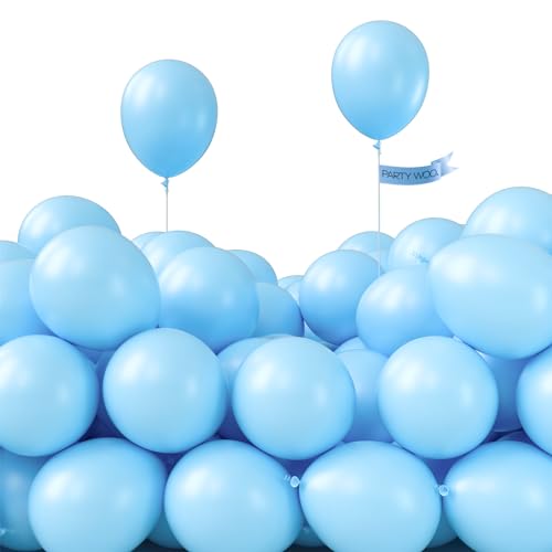 PartyWoo Light Blue Balloons 50pcs 5 Inch Small Mini Baby Pastel Sky Aqua Blue Balloons for Graduation Baby Shower Gender Reveal Weddings Anniversary Birthday Bachelorette Party Decorations Blue-Y4 - color: Blue-y4, size: 5 inch