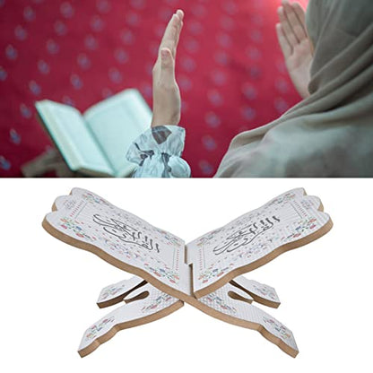 Garosa Boxwood Folding Quran Book Stand Holder and Bible Display Holder, Wooden Desktop Book Stand Rack for Reading Holy Books, Perfect for Muslim Teachers and Children