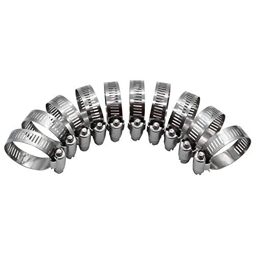 2.75 inch Worm Gear Hose Clamp Stainless Steel: 59mm - 81mm,10 Pack | ROADFORMER 2.75 hose clamp SAE 44, 1/2" Band Width: smoothly install and precisely fit hose & pipe size - size: 2.75" Hose Clamp 59mm - 81mm (2.32" - 3.19")
