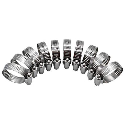 2.75 inch Worm Gear Hose Clamp Stainless Steel: 59mm - 81mm,10 Pack | ROADFORMER 2.75 hose clamp SAE 44, 1/2" Band Width: smoothly install and precisely fit hose & pipe size - size: 2.75" Hose Clamp 59mm - 81mm (2.32" - 3.19")