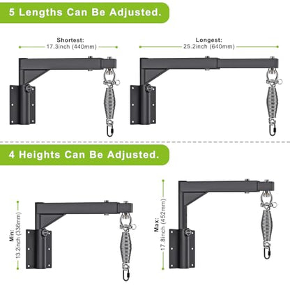 BeneLabel Wall Mount Heavy Bag Hanger, Heavy Duty Punching Bag Stand, Boxing Bag Bracket for Home Gym Indoor Outdoor, 800 LB Capacity - color: Adjustable Heights & Length 17"~25" with Spring