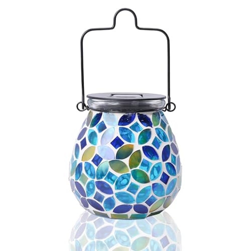 Outdoor Solar Lantern Waterproof Mosaic Hanging Garden Light Geometric - color: Coins