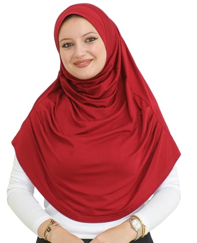 Prien Ready To Wear Hijab For Women, Instant Turban, Soft Muslim Scarf For Prayer, Long Hijabs, Islamic Clothes, Jersey Abaya - color: Burgundy