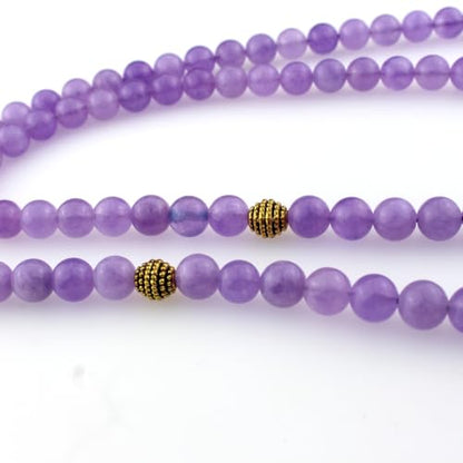 Muslims Islamic Dhikr 99 Tasbeeh Tasbih Prayer Beads, Purple Jade Stone Beads with Tassel